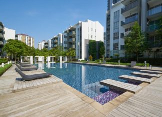 Modern residences with outdoor facilities, Facade of new low-energy houses .