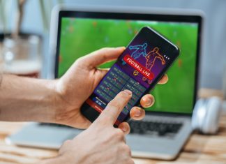 Man playing in online betting app