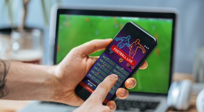Man playing in online betting app