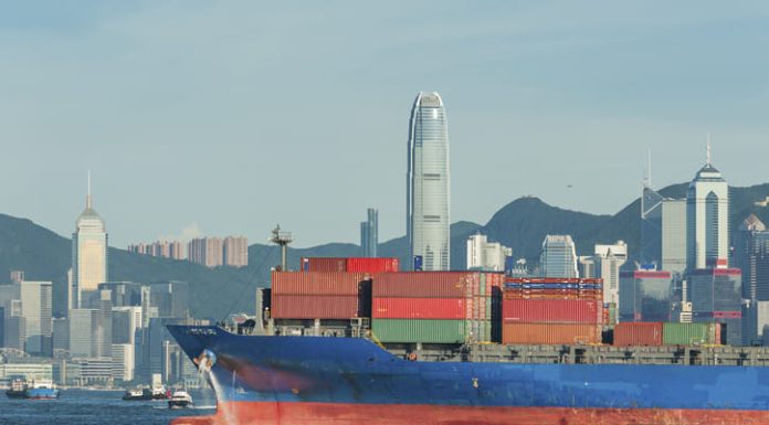 Cargo ship in Hong Kong for tariff and economy