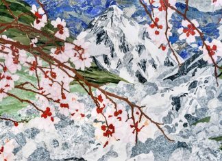 Floral artwork in exhibition