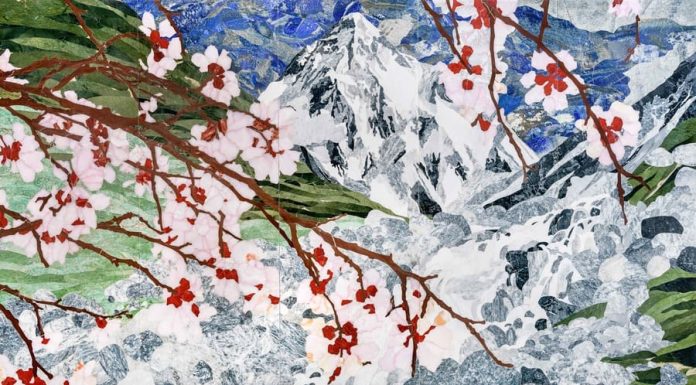 Floral artwork in exhibition