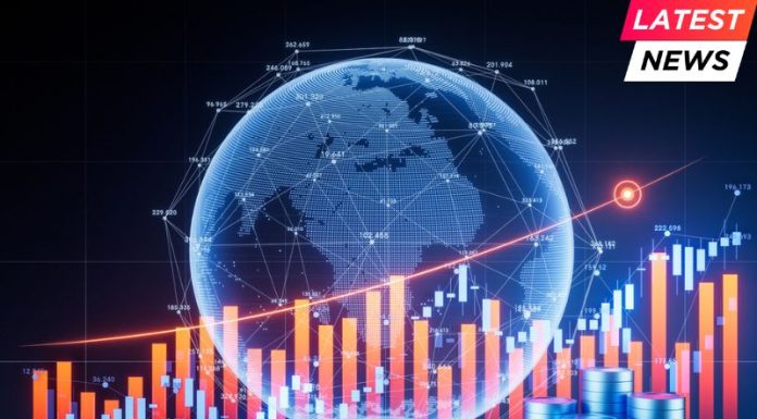 Statistical graph and virtual Earth with finance concept