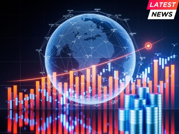 Statistical graph and virtual Earth with finance concept