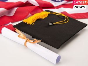 diploma and us flag