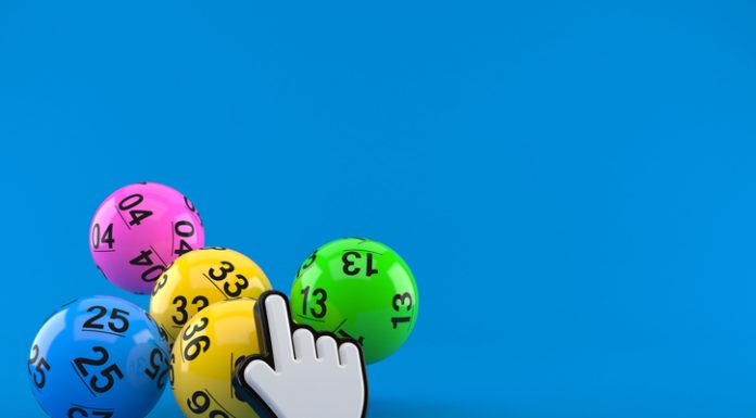 Lotto balls with web cursor isolated on blue for Casinobello Lottery