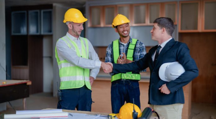 Engineers shaking hands after hiring