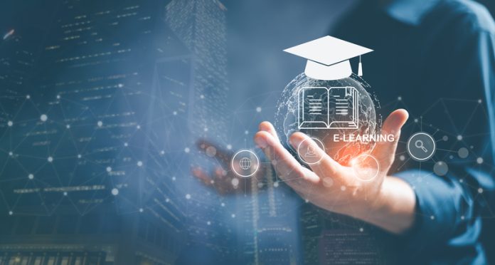 Technology course, teaching, Online MBA, business training concept.