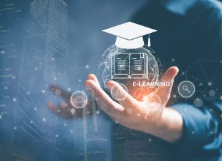 Technology course, teaching, Online MBA, business training concept.