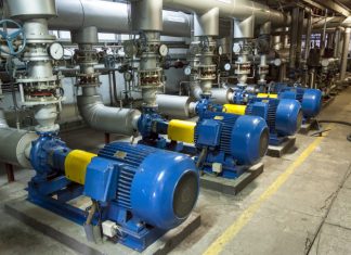 Blue industrial Skid pump