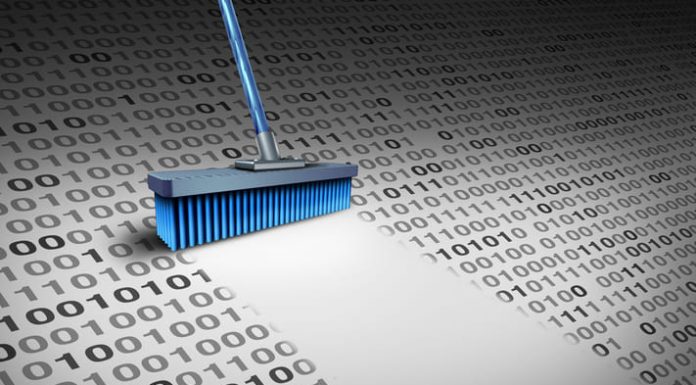 Deleting data technology. Concept of data hygiene