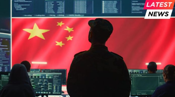 Chinese military personnel in a high tech