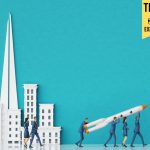 What is a Startup vs. a Small Business? New successful start up idea, business people in suits are people walking with rocket