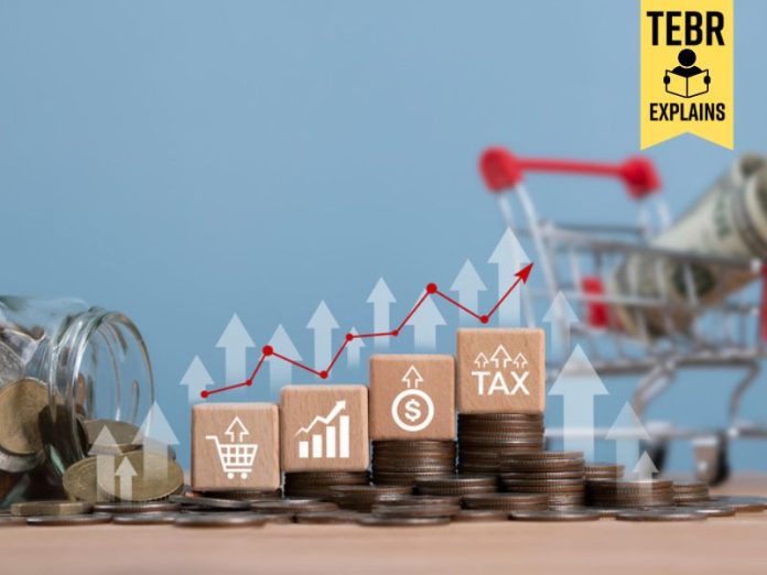 Inflation concept on wooden block for the FED consider interest rate and prices hike, world economics and US dollar inflation control