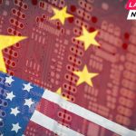 china and Usa flag on pub board