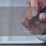 Businessman use electronic pen sign signature on electronic