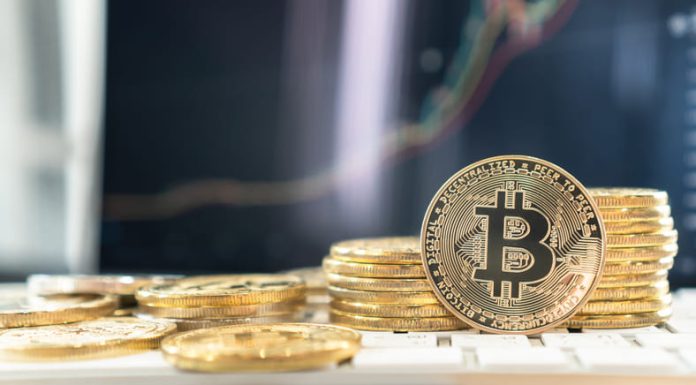 BTC Bitcoin Cryptocurrency with altcoin digital coin crypto currency defi p2p decentralized fintech market technology on trading application chart on computer or mobile tablet