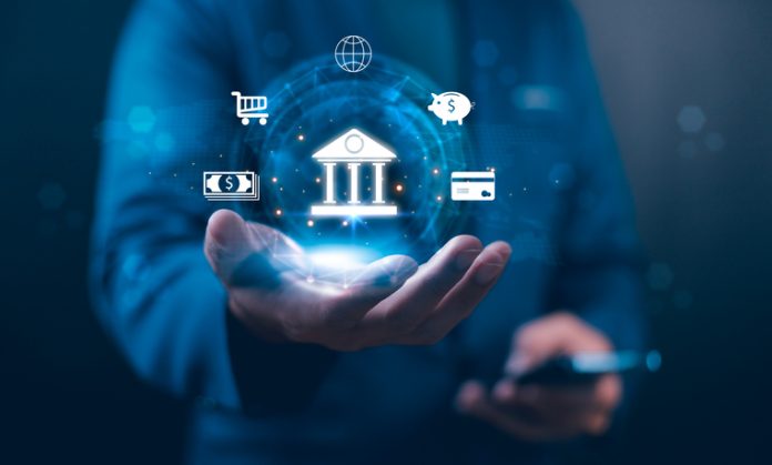 Businessman use smartphones with digital technology for online banking transaction