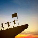 Teamwork to achieve success, Business leaders lead their teams to the top