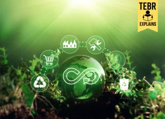 Circular economy concept. Sharing, reusing,repairing,renovating and recycling existing materials and products as much possible.