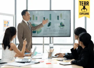 Business people are in conference room discussing plans and ideas. The energy and excitement of a brainstorming session, teamwork and collaboration that is essential to any successful business company