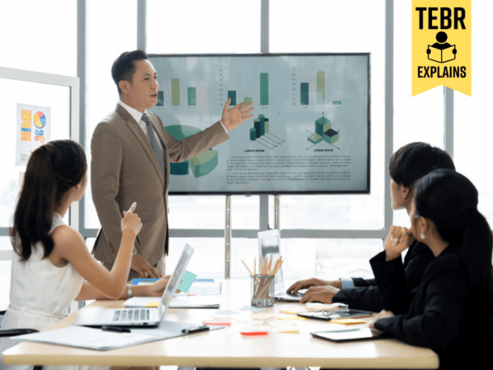 Business people are in conference room discussing plans and ideas. The energy and excitement of a brainstorming session, teamwork and collaboration that is essential to any successful business company