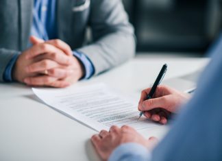 Signing contract on a meeting