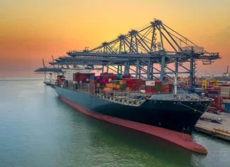 Container ship business freight import export logistic and transportation by container ship,