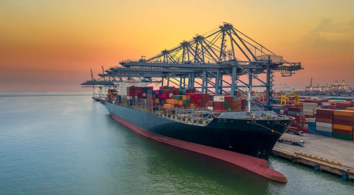 Container ship business freight import export logistic and transportation by container ship,