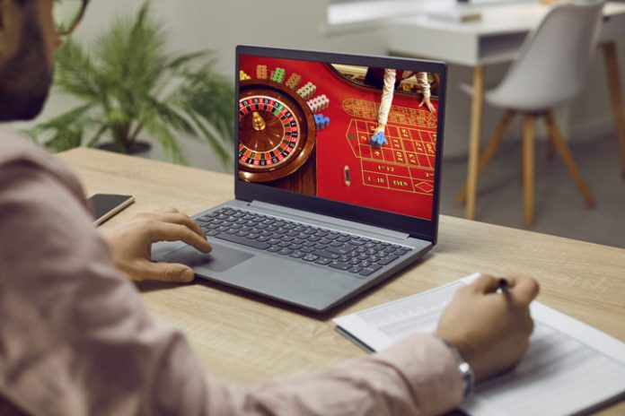 person playing online casino for social and engagement