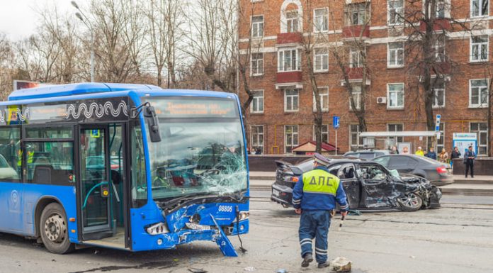 Car and bus accident