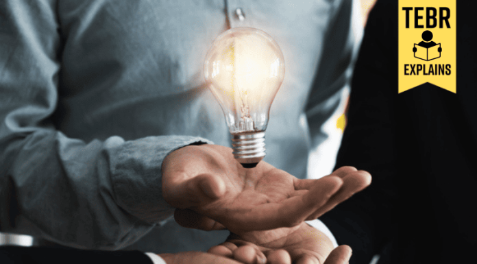 Innovation and idea of professional leader with teamwork holding lighting bulb, brainstorming teamwork, intrapreneurship and thinking management concept