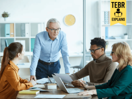 Startup founder and entrepreneur having a meeting with the team