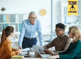 Startup founder and entrepreneur having a meeting with the team