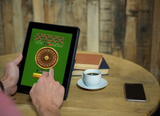 Man playing in online gambling