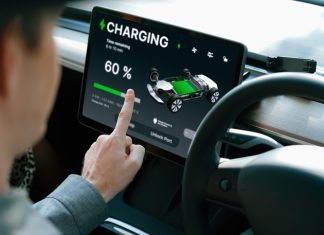 Man driving a electric vehicle