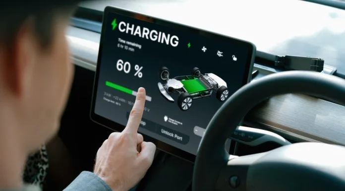 Man driving a electric vehicle