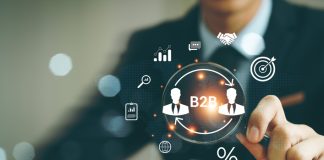 8 Prospecting Tools and Methods Every B2B Sales Team Should Know B2B Business Company Commerce Technology tool for Marketing concept. Business to business, e-commerce, institutional sales, supply chain, business action plan Strategy, internet online marketing.