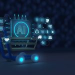 Innovation on Overdrive: Assessing AI’s Risks and Rewards for Business Expansion Marketing concept with the use of artificial intelligence, AI business development system. Shopping cart with AI chip and marketing icons.