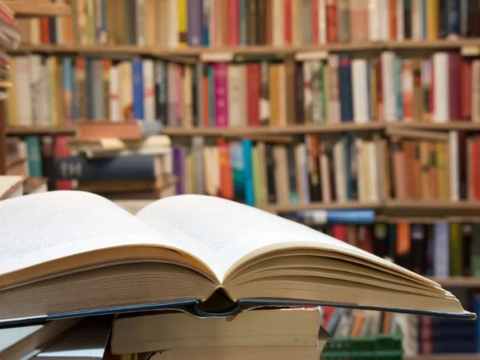 Old open book stock photo