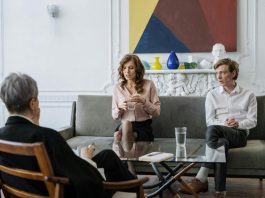 Couple consulting a lawyer about divorce