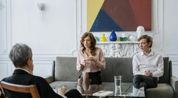 Couple consulting a lawyer about divorce