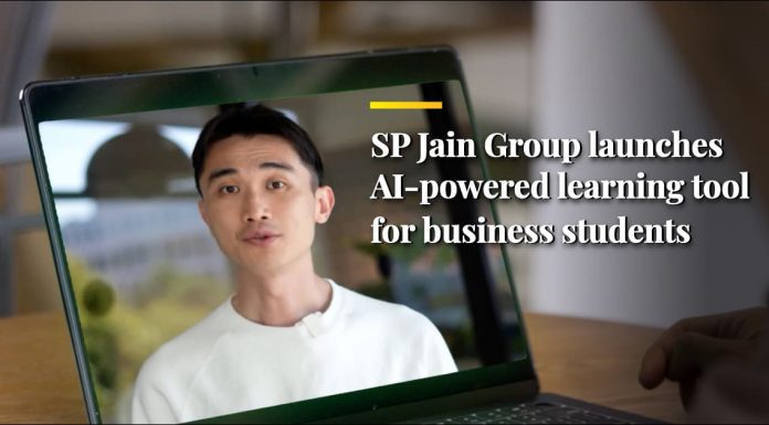 SP Jain Group promotional video on computer for Teaching