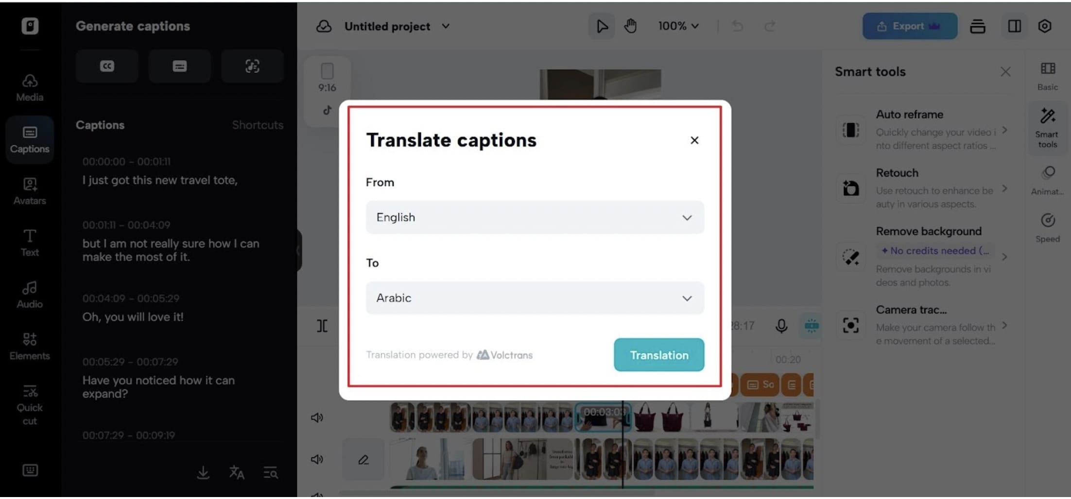 Auto-caption translate with emoji