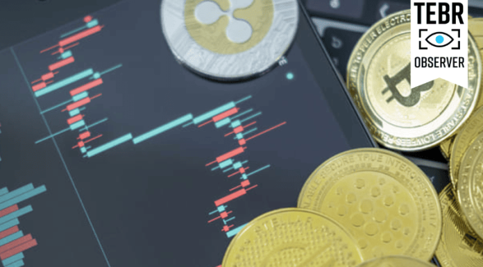 Bitcoin gold coin and on chart background. Virtual cryptocurrency concept. digital crypto currency for defi decentralized financial banking p2p exchange investment via internet online technology