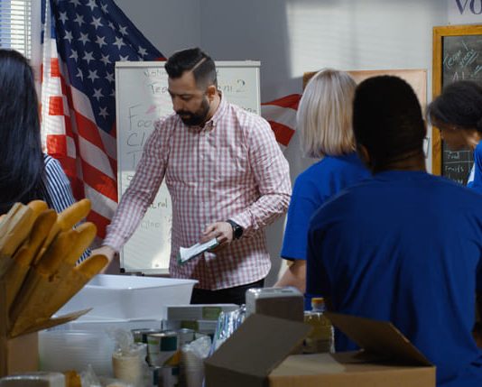 Volunteer team having a meeting
