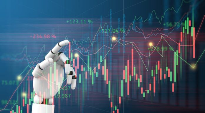 Trading stock or forex graph with data business and buy and sell and Automated