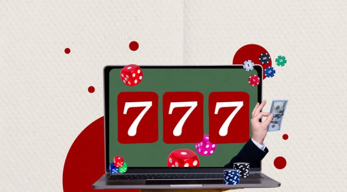 Composite photo collage of hand hold macbook device online slot casino gamble game chip money prize reward