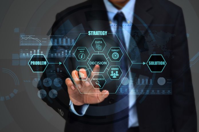 Corporate Decision Concept The concept of making corporate decision to solve business problem with the use of smart model