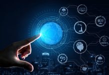 The Future of Business Belongs to SMBs that Embrace AI With Clarity and Purpose Engineering with graphic interface showing automation design, robot operation, usage of machine deep learning for future manufacturing and SMBs